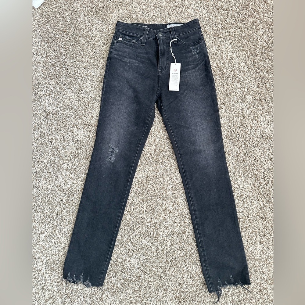 NWT AG The Sophia Ankle Skinny Distressed Faded Black Size 25 - Picture 2 of 7